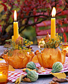 Ornamental pumpkin as candle holder (6/6)