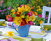 Tie colorful spring bouquet
