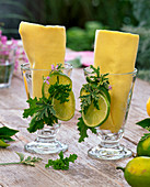 Table decoration with lemons