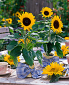 Table decoration with sunflowers