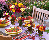 Table decoration with autumn chrysanthemums