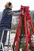 Tree object made of red rods