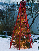 Tree object made of red rods