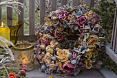 Pink (rose) wreath, hydrangea (hydrangea)