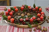 Advent calendar wreath with 24 numbered candles