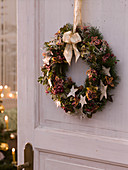 Christmas door wreath with Pseudotsuga (Douglas fir)