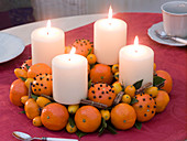 Adventskranz aus Citrus (Mandarinen, Kumquats)