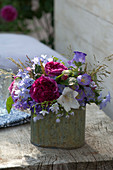 Small bouquet with Rosa (English fragrant rose), Campanula (bluebells)