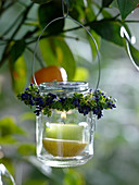 Small lantern with wreath of Thymus citriodorus (lemon thyme)