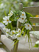 White garden cosmoss and grasses wreath