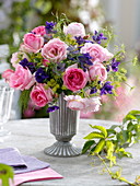 Bouquet of Rosa (Roses), Salvia horminium (Crested Sage)