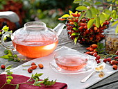 Rosehip tea in glass jug