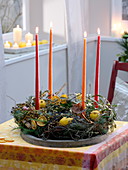 Unusual Advent wreath made from Mediterranean ingredients