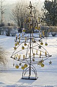 Stylised Christmas tree welded together from metal rods