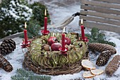 Natural Advent wreath made from dried apple slices