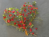 Wicker heart with red rose