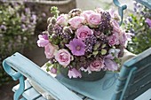 Bouquet with pink 'Lovely Jewel' (Rose), Astrantia (Star Dagger)