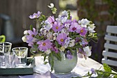 White-pink bouquet with Cosmos and Lathyrus odoratus