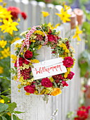 Red-yellow wreath with tea herbs