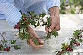 Wreath of hawthorn and asters