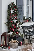 Christmas decorated house entrance