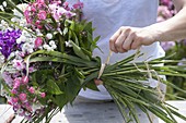 Tie fragrant phlox bouquet