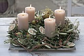 Advent wreath made from Mediterranean ingredients