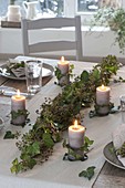 Ivy table decoration with candles