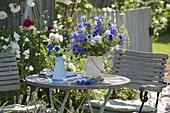 Blue-white bouquet from Campanula persicifolia, Centaurea