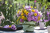 Late summer bouquet of Phlox (flame flowers), Solidago (goldenrod)