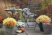 Herbstterrasse mit Chrysanthemen