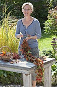 Rosehips and autumn leaves garland