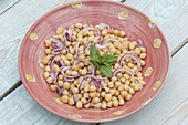 Chickpea salad with onions and mint