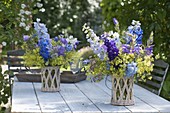 Bouquets of Delphinium (Larkspur), Alchemilla (Lady's Mantle)