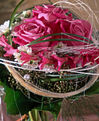 Pink (Roses) decorated with Hyacinthus (Hyacinth flowers)