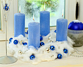 Modern advent wreath made of cotton wool