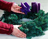 Ceiling Advent wreath: Step 3. Put candles on the wreath