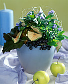 Bouquet with forget-me-nots, dried apple slices