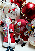 Christmas tree decorations in red and white