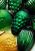 Christmas tree decorations in green and orange
