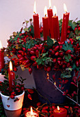 Rosehip wreath with candles