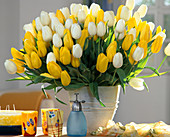 Weiß-gelber Tulpenstrauß