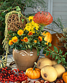 Autumn bouquet with Carthamus tintorius