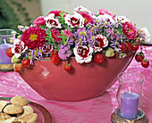 Jardiniere with Dianthus (carnations), Asters, Callistephus