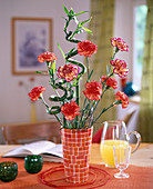 Dianthus (carnations), Dracaena reflexa (lucky bamboo)