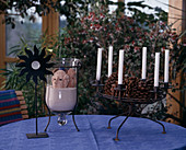 Lanterns, candlesticks in the conservatory