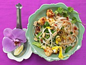 Vegetarian Pad Thai with tofu, egg, mungo mushrooms, spring onions and peanuts
