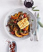 Balsamic lentils with Hokkaido pumpkin and grill cheese