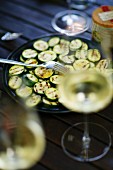 Grilled courgette and a glass of white wine
