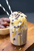 A caramel and chocolate breakfast smoothie